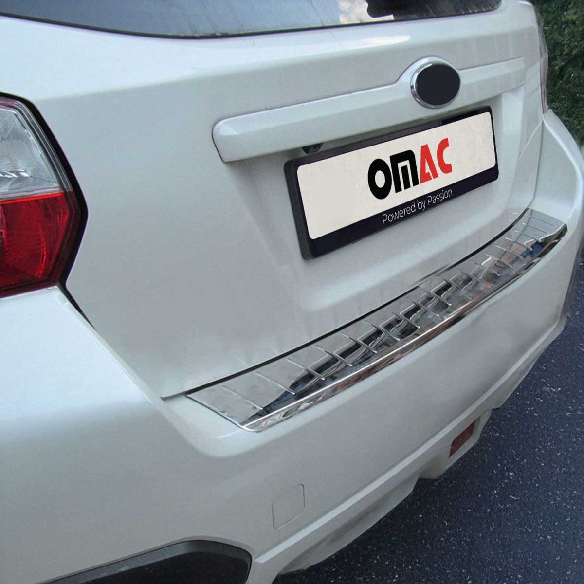 Subaru XV Bumper Sill Cover - Rear - Omac - S.Steel - Gloss Silver - '12-'18 Subaru XV Bumper Sill Cover - Rear - Omac - S.Steel - Gloss Silver - '12-'18